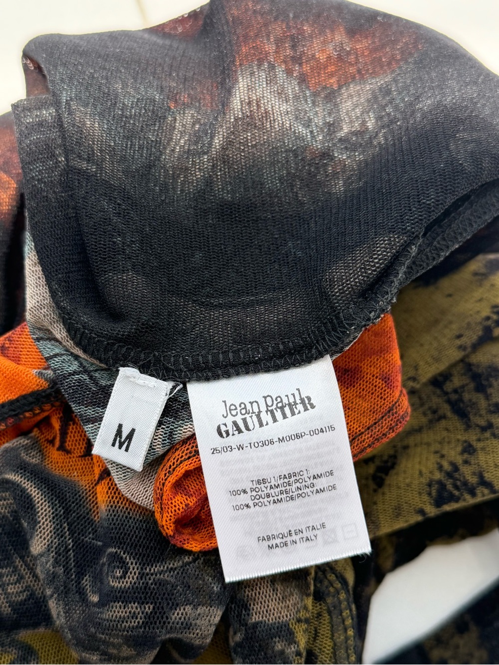 Jean Paul Gaultier Olive & Orange Baroque Mock Neck Bodysuit - Picture 7 of 7